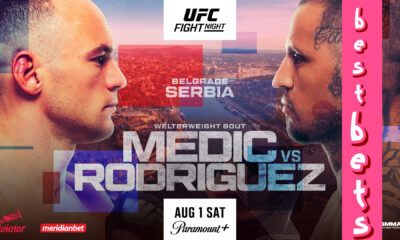 UFC Belgrade poster with best bets inset
