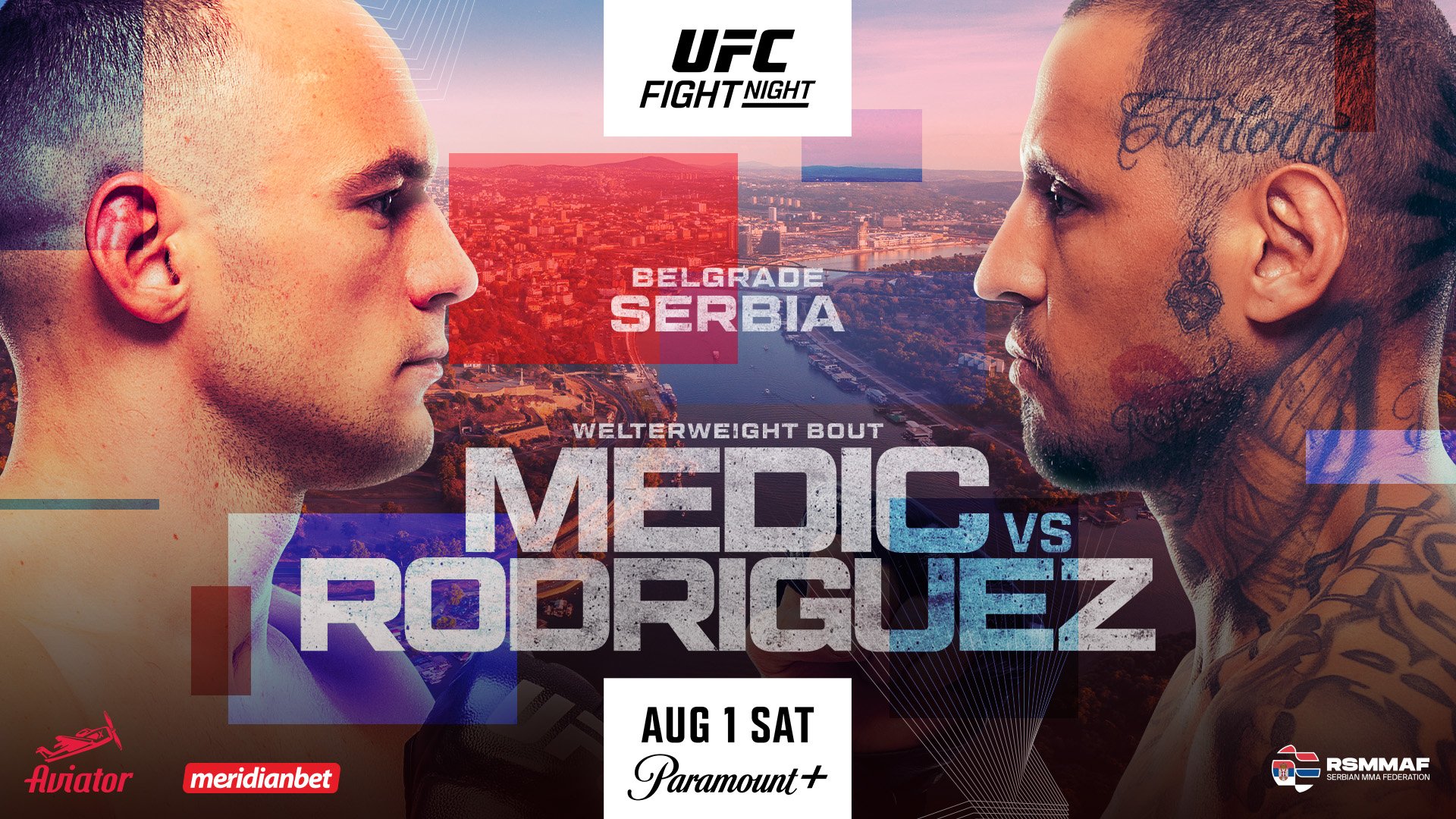 UFC Belgrade poster featuring Uros Medic and Daniel Rodriguez